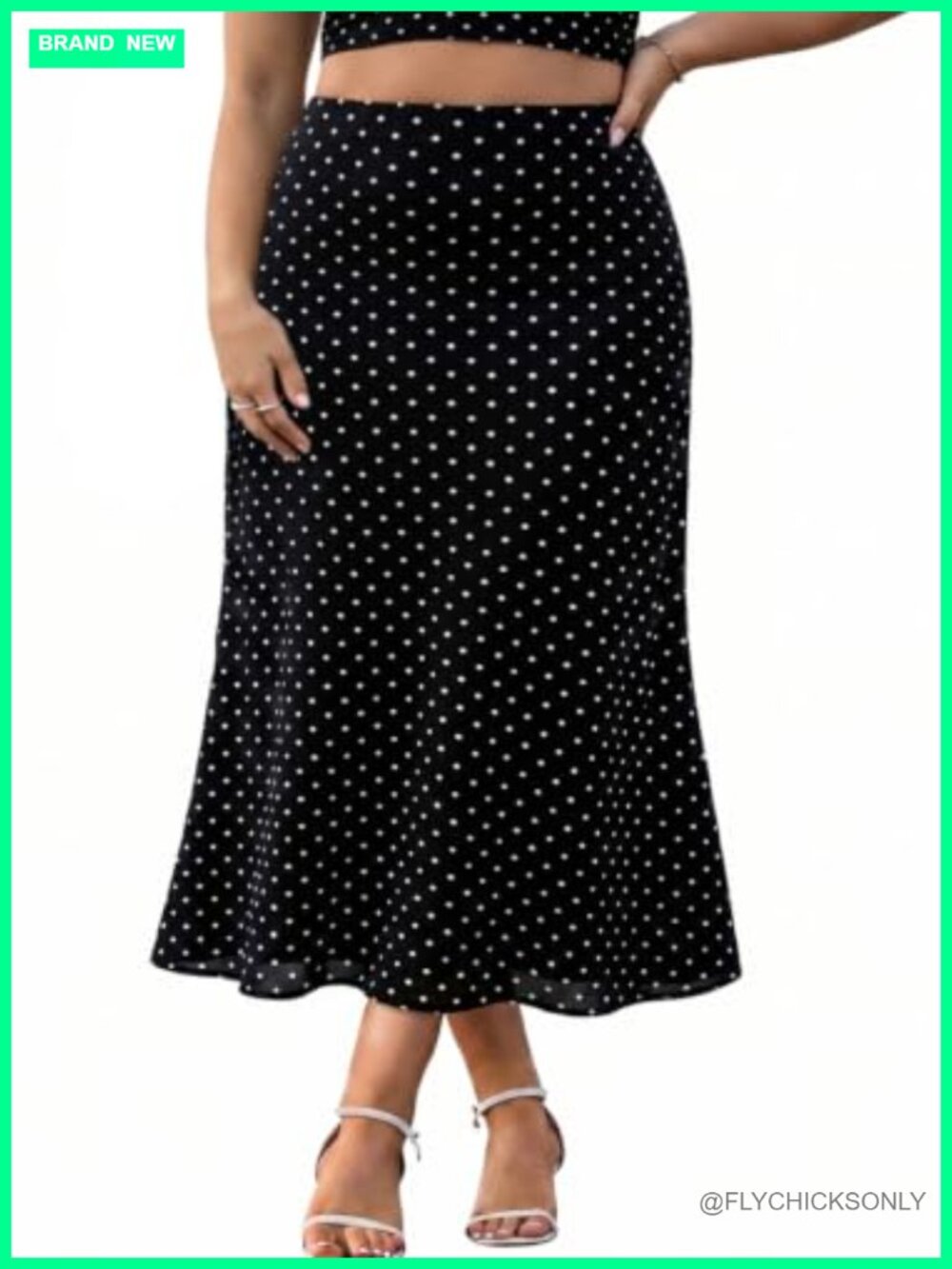 Plus Size Polka Dot Maxi Skirt High Waist A-Line Mesh
